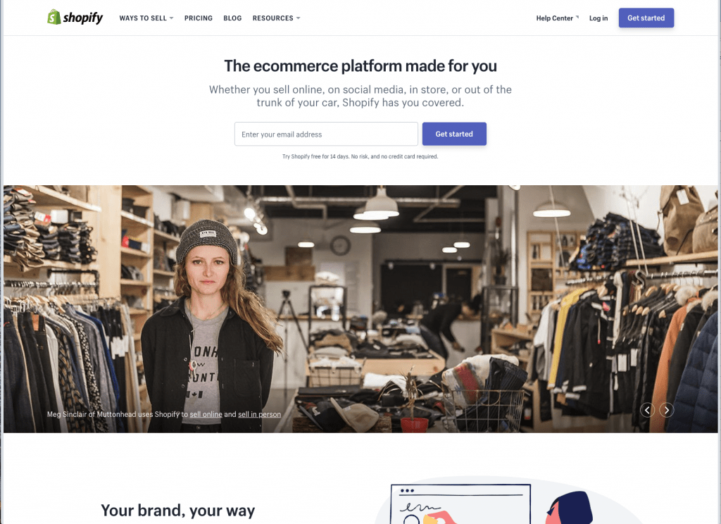 SHOPIFY HOMEPAGE SHOT