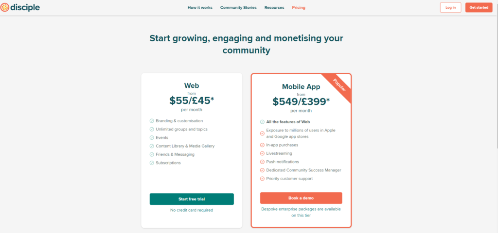 disciple community pricing